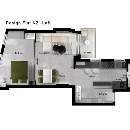 The Loft - Parking - Washer&dryer - Port View - Balcony شقة *